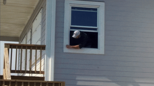 Animated demonstration of Hatteras Storm Panels installing from inside a window